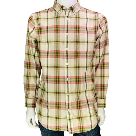 Madda Fella Mens Shirt Button Down Multicolor Plaid Cotton Long Sleeve SIze M - Picture 2 of 13